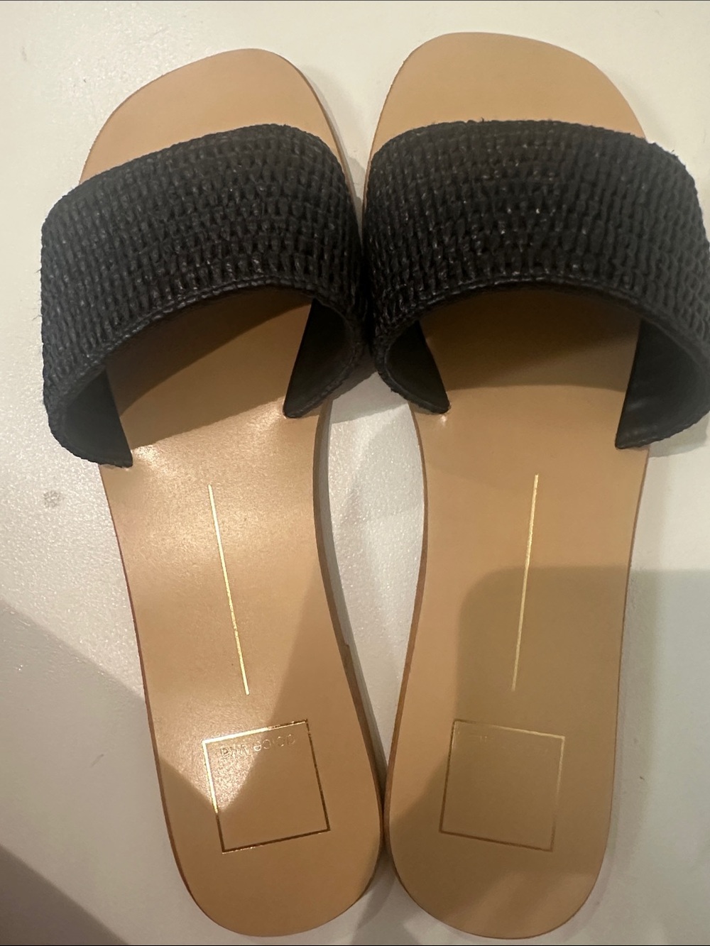 Dolce Vita Black Slide Sandals with Woven Upper